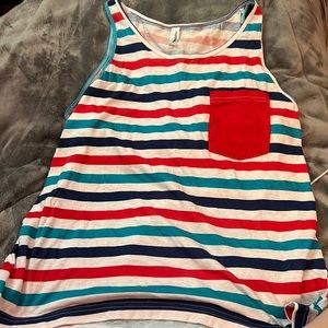 Red , white , blue & teal tank !